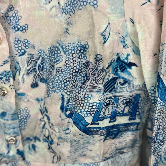 Kaimilan A-Line Midi Shirt Collar Long Sleeve Printed Dress Size 4- NWT - Picture 6 of 11